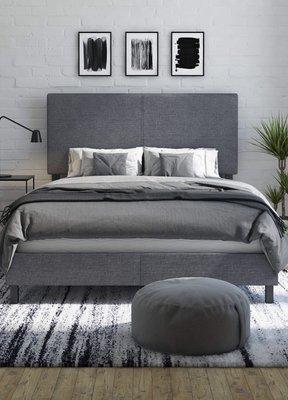 Queen bed upholstery gray