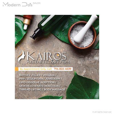 [Kairos Aesthetic Med Spa] skin rejuvenate Injection, PRP, Botox, Filler, Voluma ... by appointment only (call: 714-822-4639)