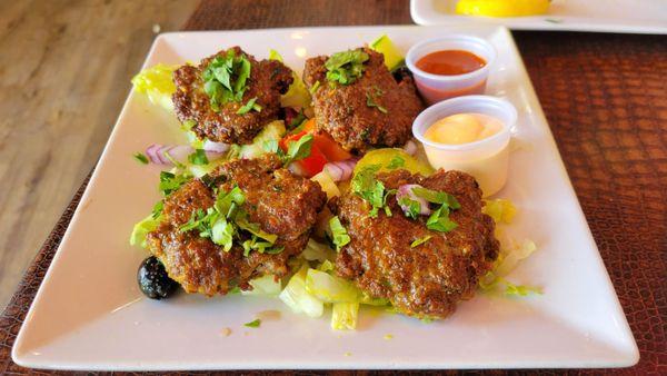 Fried kebab breakfast