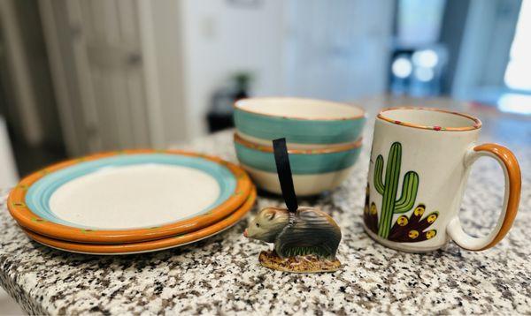 Beautiful plates, bowls, cup and ornament