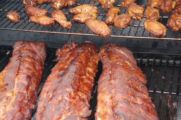 Smoked Baby Back Ribs and Chicken wings