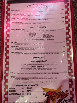 Breakfast menu