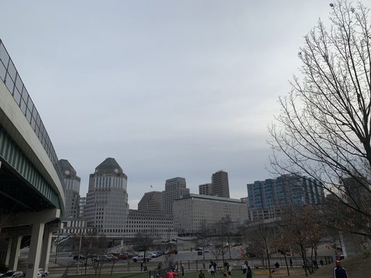 Part of the Cincinnati skyline seen from the park.