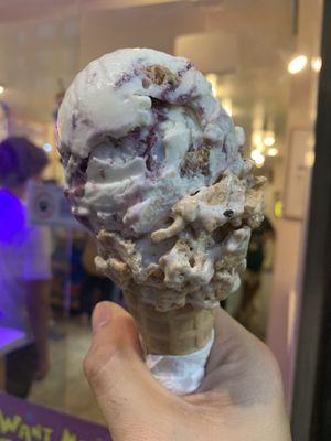 Blueberry Crumble Ice Cream , cinnamon toast cone