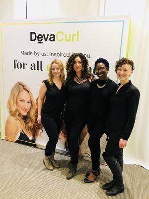 Lara Slater (far left) teaching for DevaCurl 01/18