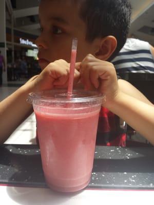 Enjoying strawberry banana smoothie!!