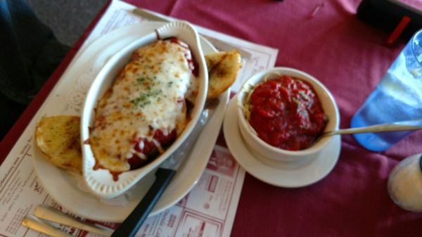 Chicken Parmigiano with pasta. Stunning!