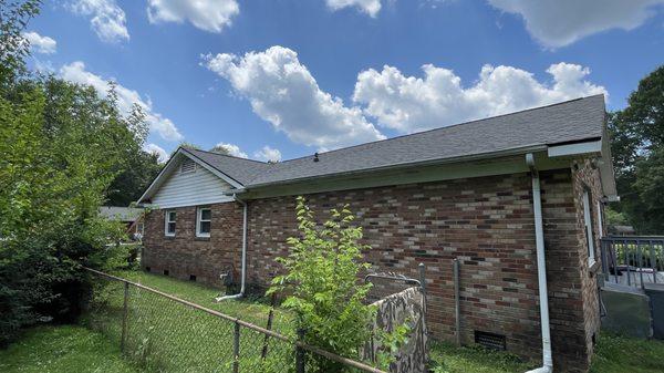 Left side view of new shingles