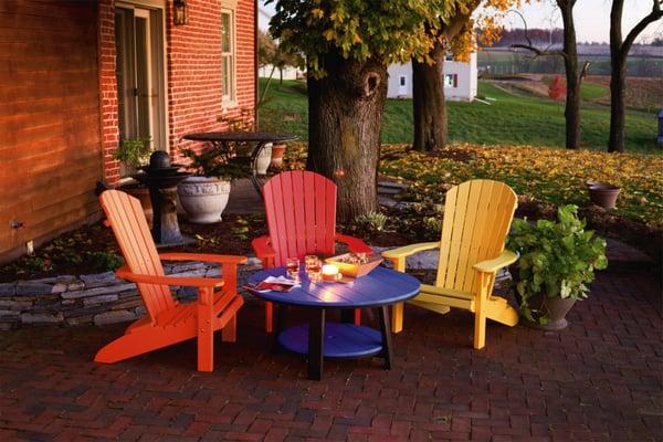 Adirondack chairs from Leisure Lawn available in a variety of colors