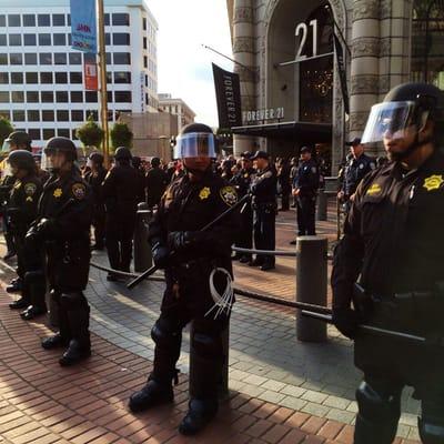 Guarding the Powell Cable Car Turnaround.