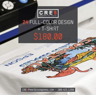 24 FULL-COLOR DTG TEES for $180