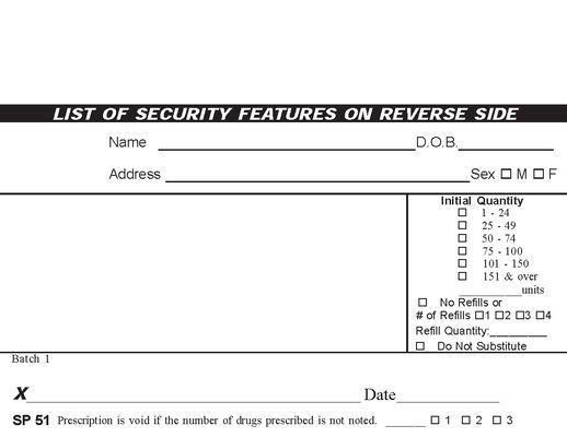 Non Secure Prescription Pads