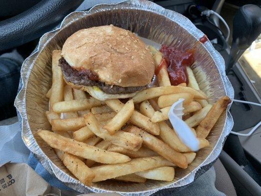 Juicy 5oz burger ready to eat! Yummy!