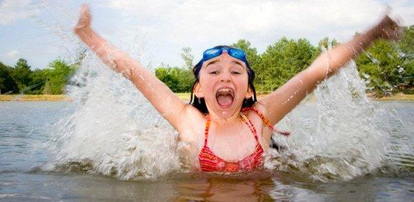 Summer swim lessons at the lake are so much fun!