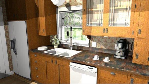 Redesigned Craftsman Kitchen with Quarter Sawn White Oak Cabinetry