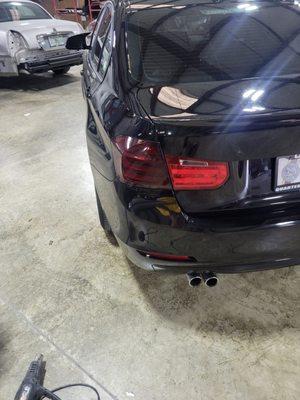 Vinyl wrapped black out tail lights