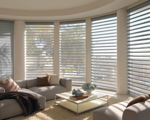 Hunter Douglas Pirouette window shades.