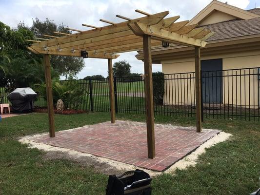 Pressure Treated Pergola with Pavers,