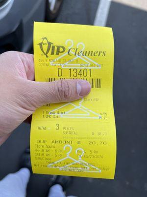 $20 for a suit clean and press. Pretty good considering the dry cleaners in south pasadena charge $30 for this service