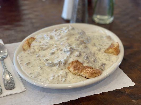 Homemade biscuits and gravy