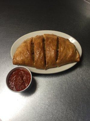 Calzone with homemade meat sauce