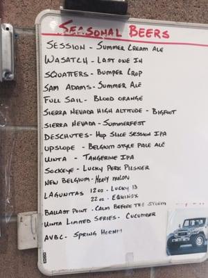 The current seasonal beer list.