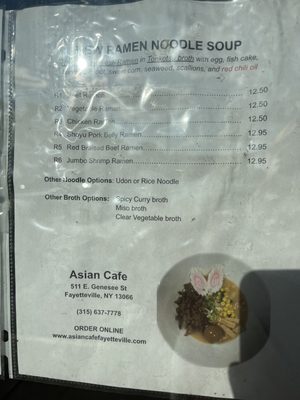 The ramen menu - but there's another full menu!