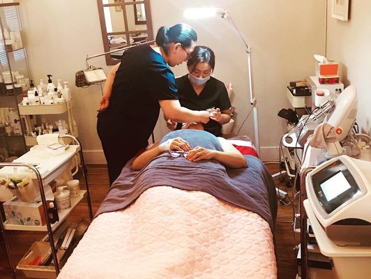 Replenish your skin during the dry seasons :) Training Kim one of our aestheticians in hopes to make our clients' experience even better