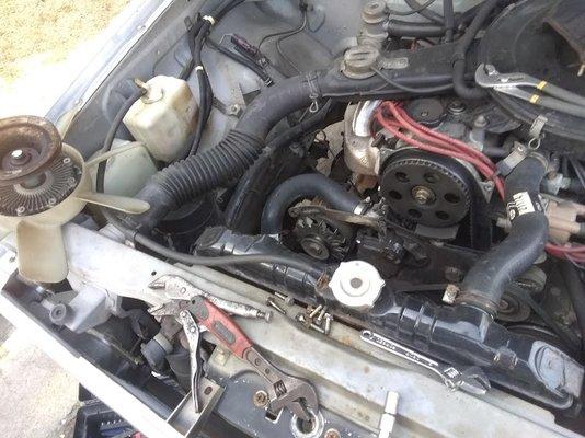 Radiator fan attached to water pump broke clean off while driving.