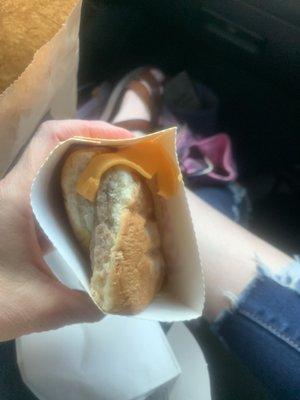 Cheese not even on bun