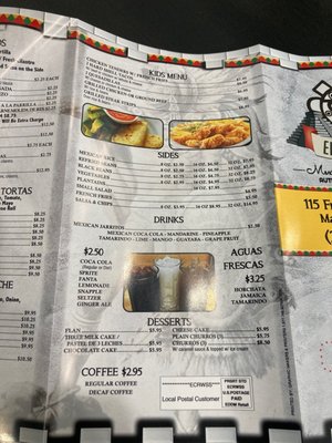 Menu as of 2/2023