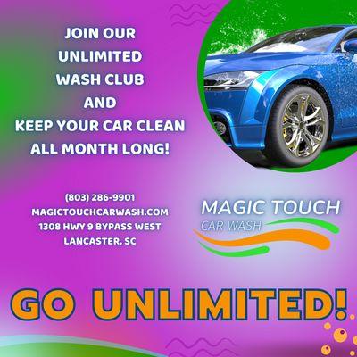 Join our Unlimited Monthly Club and
wash your vehicle every day of the month!
https://bit.ly/3tteCfb