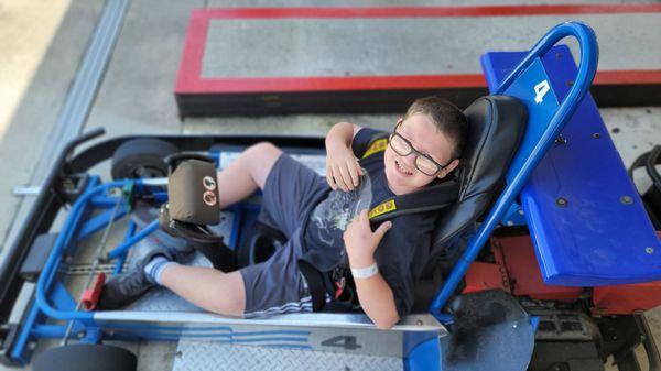 My son's first time driving his own go kart