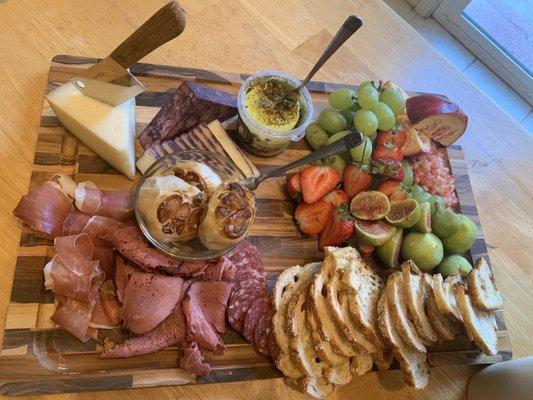 Beautiful fruit, meat & cheese plate!