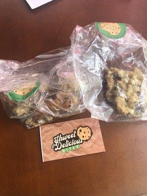 Oatmeal raisin/white chocolate and chocolate chip cookie @5. Each.