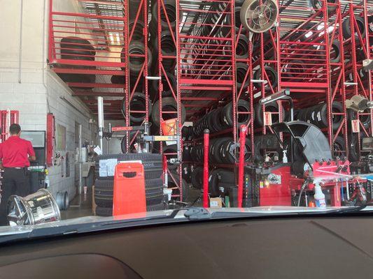 Discount Tire inside their Garage