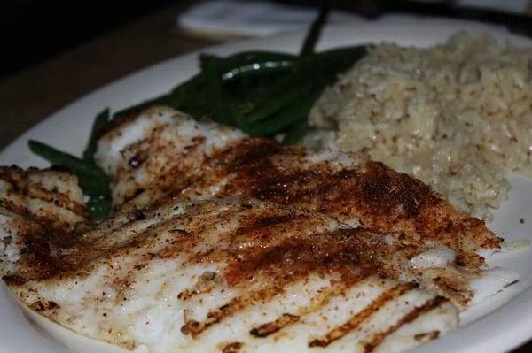 Grilled catfish, green beans, and rice...very surprisingly delicious for a pub