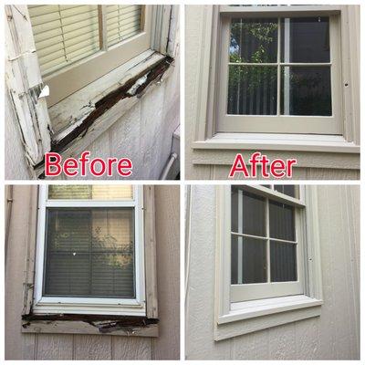 Our skilled carpenters did a wonderful job repairing this window!