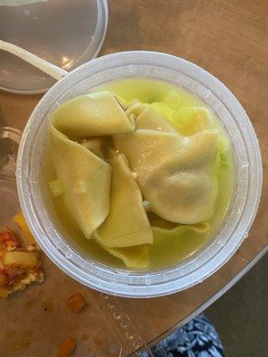 This is supposedly Wonton Soup, which is basically tasted Chicken Bouillon-Hot water with soften wonton.