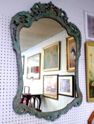 Antique mirror. Solid mahogany frame, professionally painted. Beautiful carved detail. $59.00