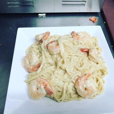 Pasta con camarones