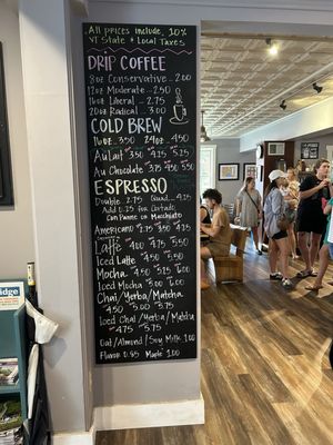 Menu board at entrance