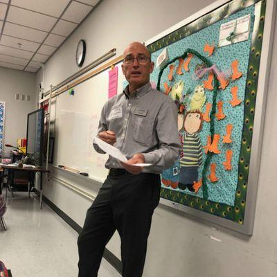 Tim speaking to a class at Jones Elementary Career Day.