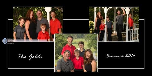 3 family portrait poses combined into a 10x20 inch composite