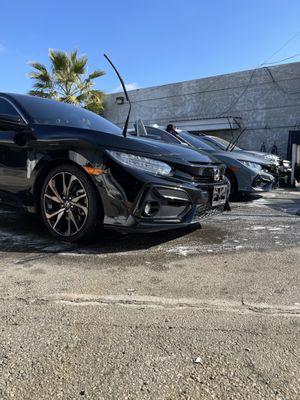 2 Honda Civic Sport Hatchbacks Getting Detailed Before Shipped