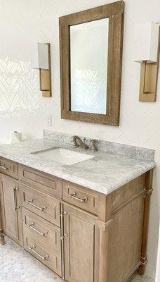 Cabinet from Home Depot, faucet from Pacific Coast Kitchen & Bath