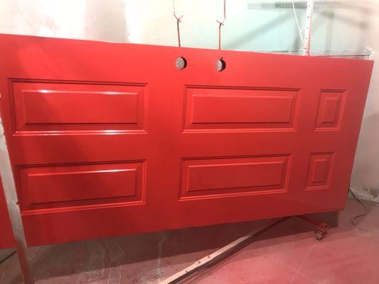 Gloss red aluminum door