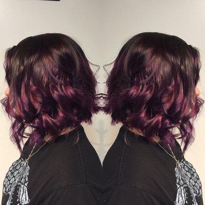 Deep purple color melt with inverted bob (and hidden undercut)