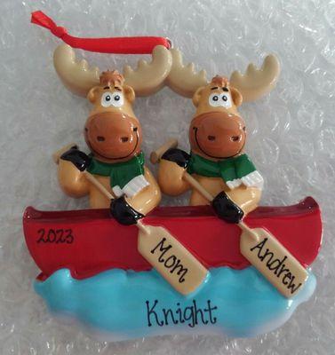 2023 personalized ornament for my daughter and grandson that collect all things Moose