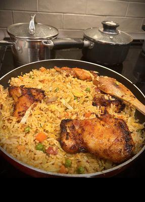 Cabbage fried rice & grilled chicken